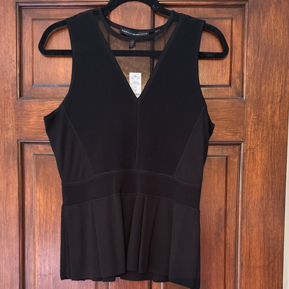 White House Black Market Black V-Neck Peplum Blouse